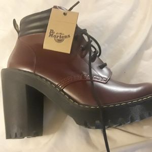 Doc Marten high top maroon boots for women
